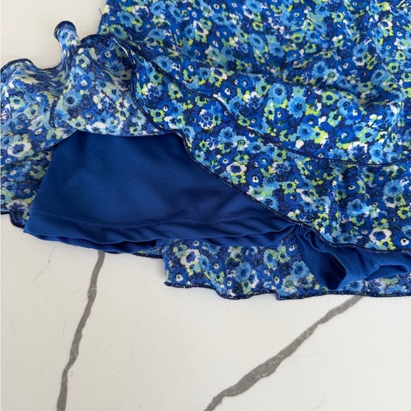 Zara Blue Floral Off Shoulder Ruffle Dress Romper Size L - Picture 5 of 10